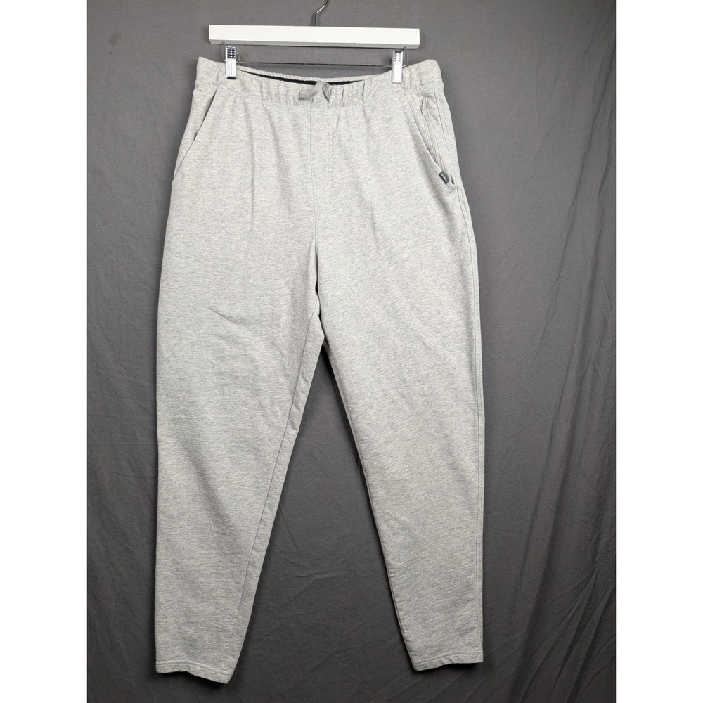 Eddie Bauer Lounge Mens Large Gray Heather Jogger Sweatpants Zipper Pockets‎